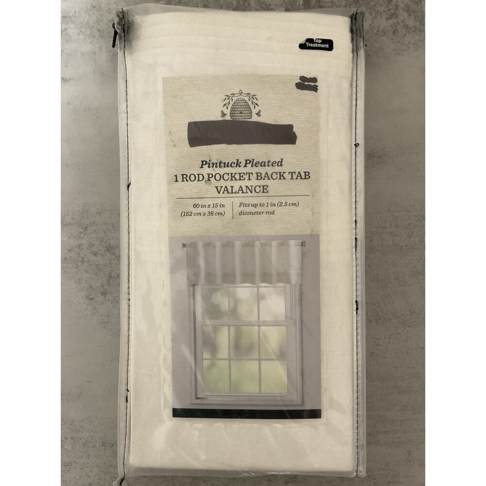 Bee & Willow Valance Linen Blend Pintuck Pleated 60x16 Coconut Milk